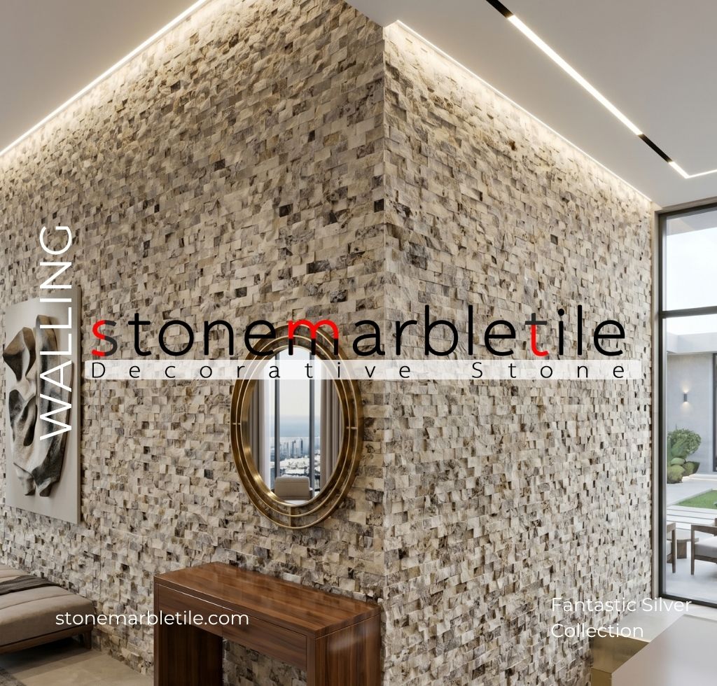 Fantastic Silver Travertine Split Face Decorative Stone