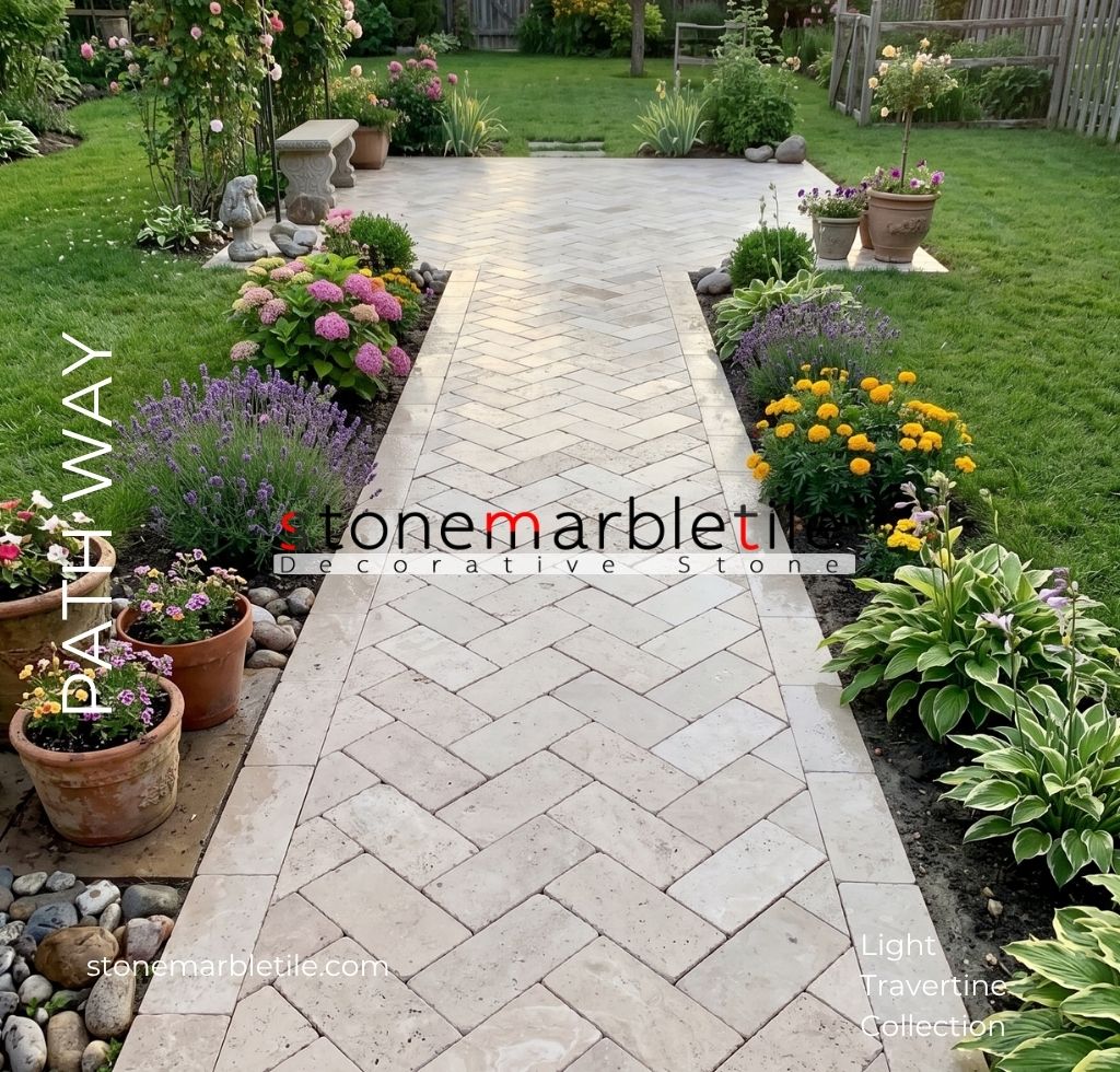 Light Travertine Path Way