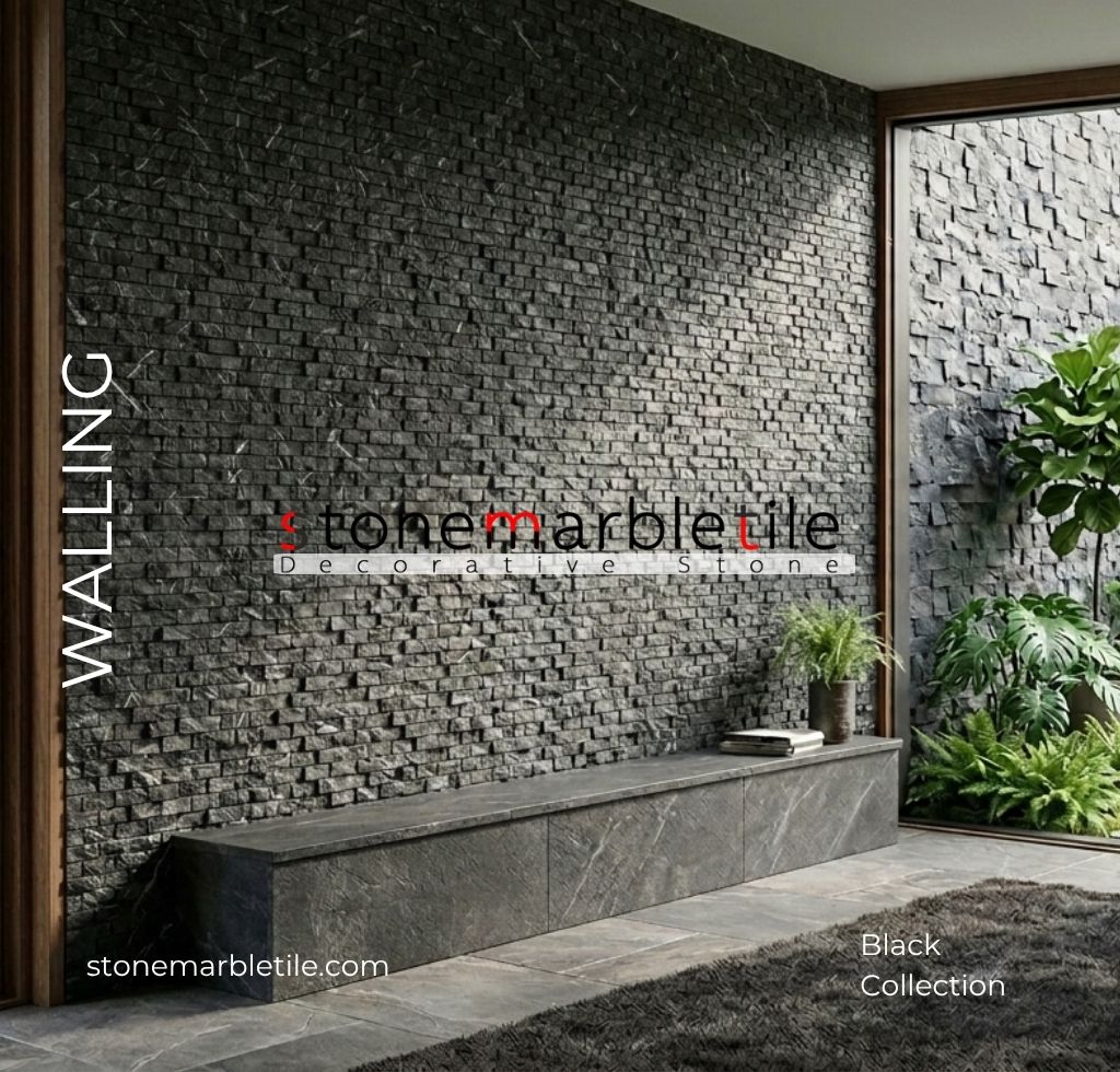 Alexandre Black Split Face Decorative Stone